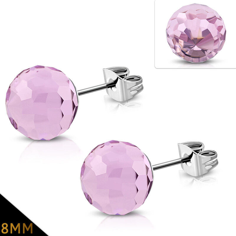 CITY STORM Náušnice s fazetovým výbrusom ružové 66853665