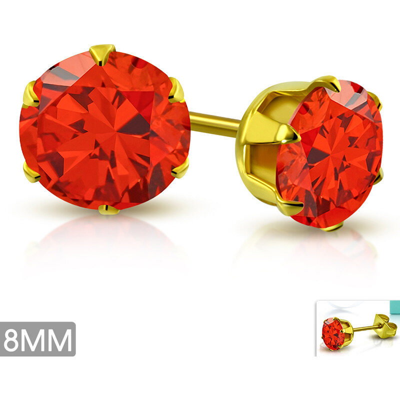 CITY STORM Náušnice dámskez ocele s oranžovým brúseným očkom - 8 mm 66853624