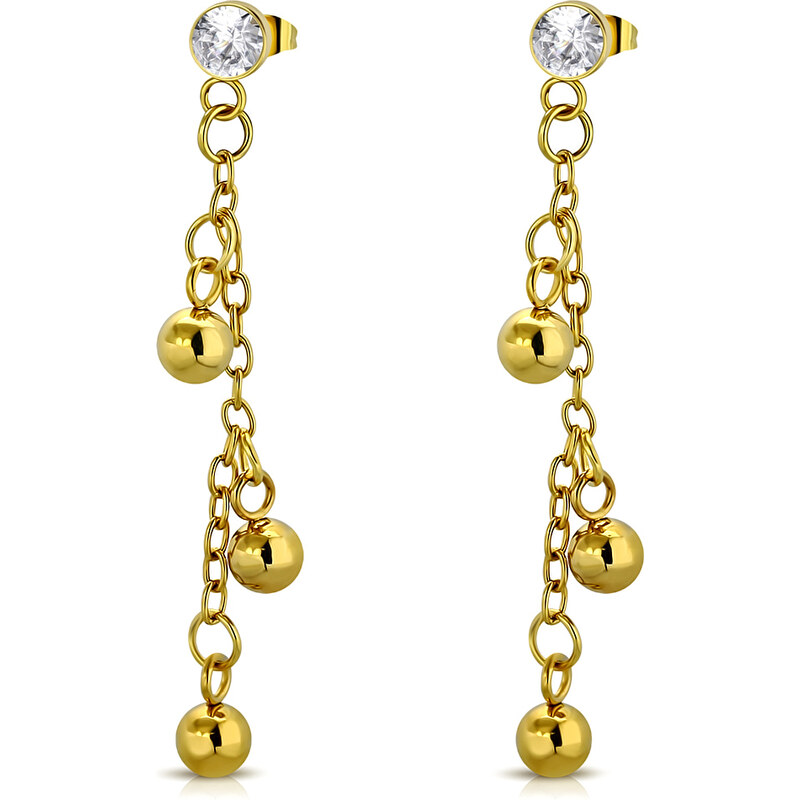 CITY STORM Náušnice retiazkové zlaté z chirurgickej ocele - Zoe 66853657