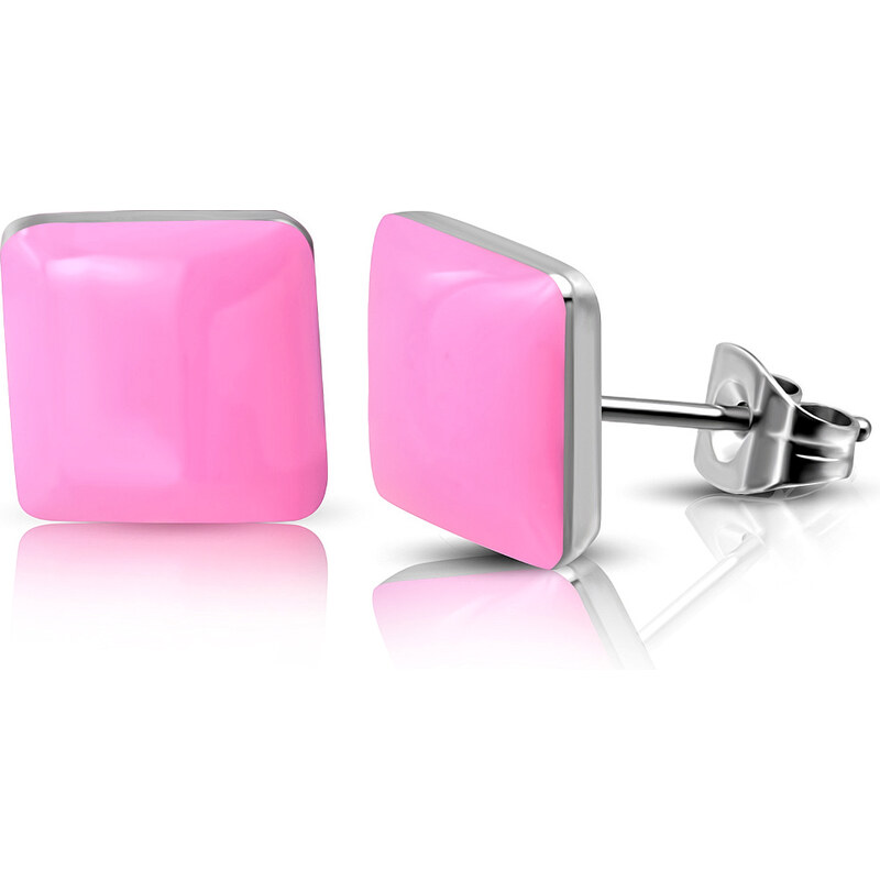 CITY STORM Náušnice z chirurgickej ocele štvorcové ružové 66853769