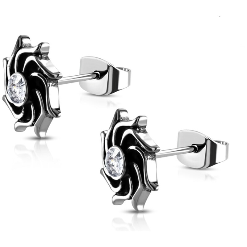 CITY STORM Náušnice z chirurgickej ocele vintage kvietok s čírim očkom 66853780