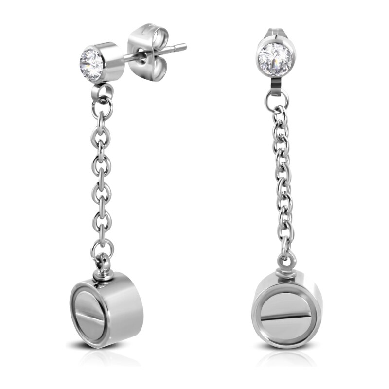 CITY STORM Náušnice z chirurgickej ocele visiace strieborné - Rosaria 66853781