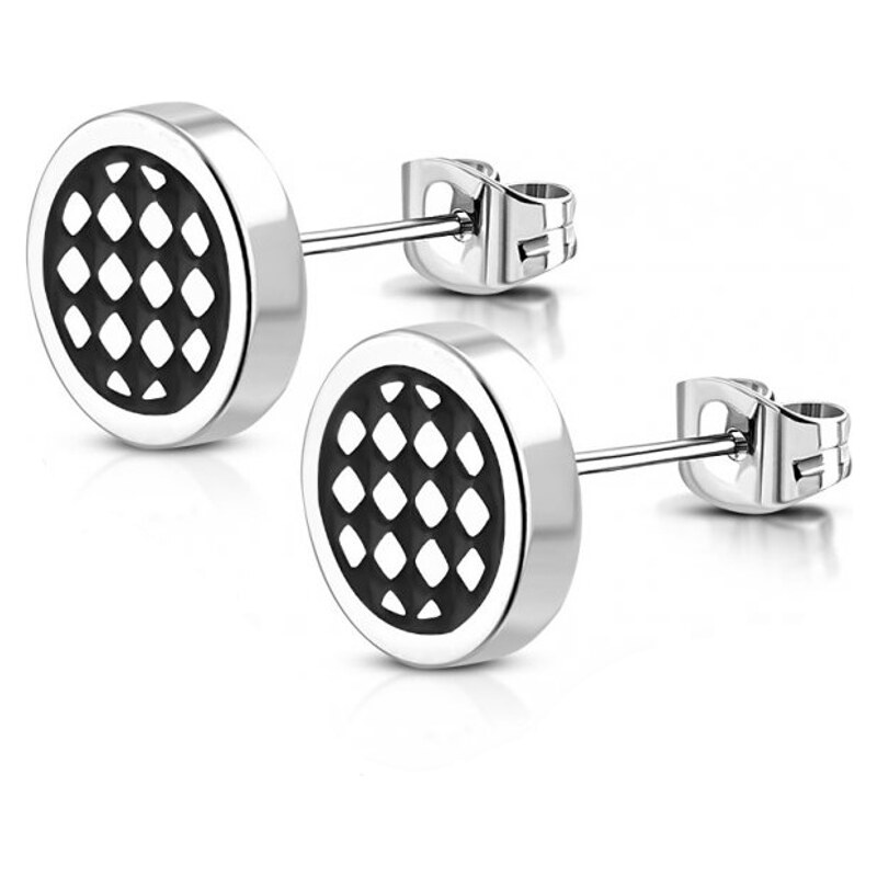 CITY STORM Náušnice z chirurgickej ocele 8 mm čierno-strieborný motív 66853701