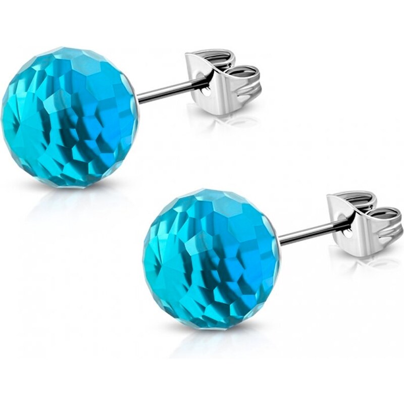 CITY STORM Náušnice s fazetovým výbrusom 8mm bledo modré 66853662