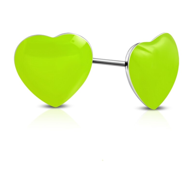 CITY STORM Náušnice srdiečka z chirurgickej ocele Summer Love - zelené 66853680