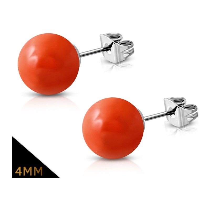 CITY STORM Dámske oceľové náušnice guličky červeno-oranžové - 4 mm 66853564