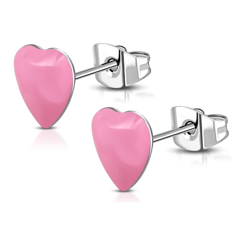 CITY STORM Náušnice srdiečka z ocele - svetloružové 66853683