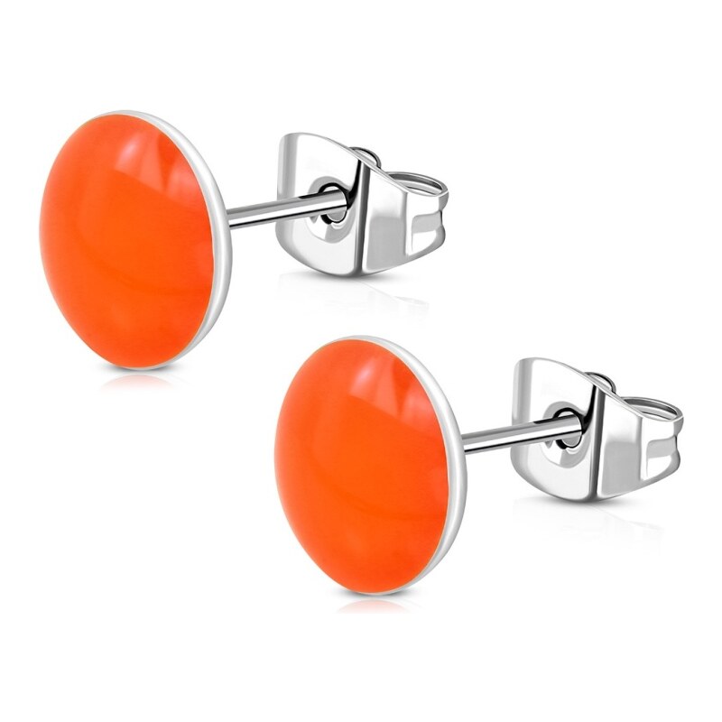 CITY STORM Náušnice z chirurgickej ocele okrúhle - neónovo oranžové 66853730