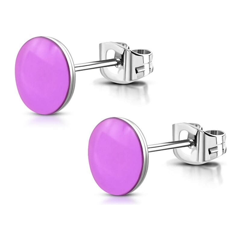 CITY STORM Náušnice z chirurgickej ocele okrúhle - svetlo fialové 66853733