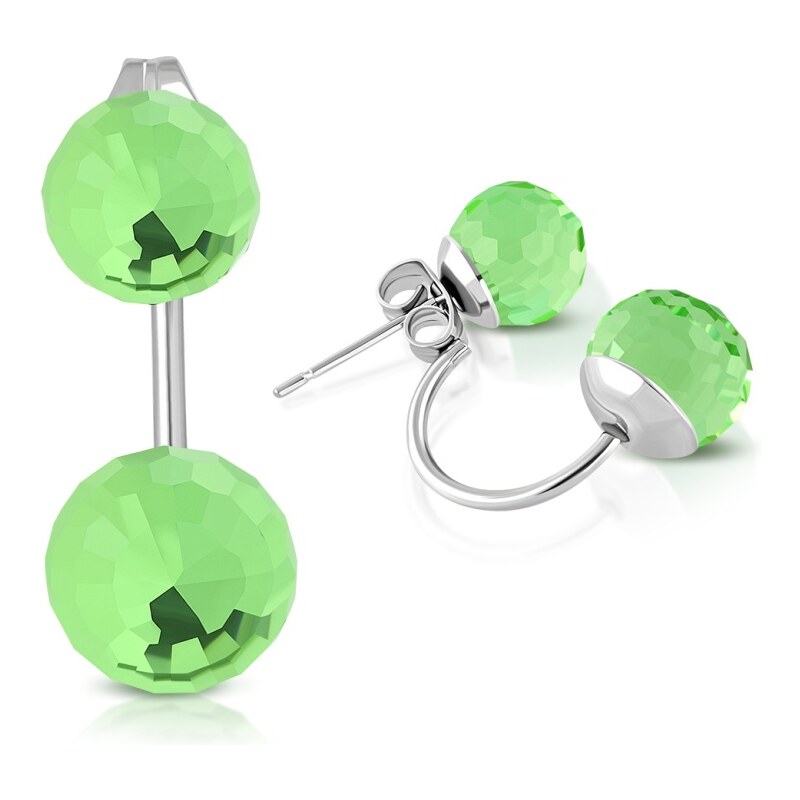 CITY STORM Dvojité náušnice s fazetovým výbrusom - bledozelené 66853595