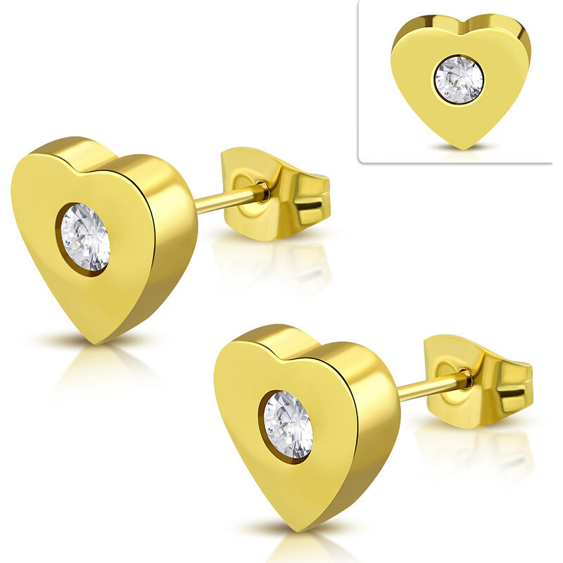 CITY STORM Náušnice srdiečkové z chirurgickej ocele v zlatej farbe - 66853685