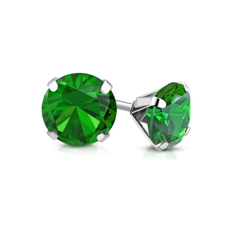 CITY STORM Dámske náušnice s brúseným očkom z ocele - zelené 66853546
