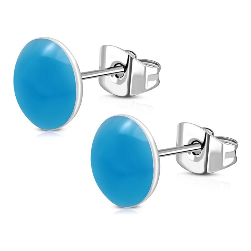 CITY STORM Náušnice z chirurgickej ocele okrúhle - svetlomodré 66853734