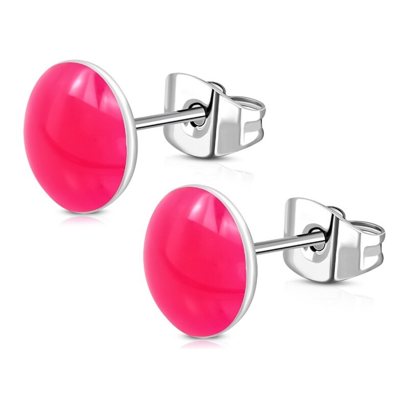 CITY STORM Náušnice z chirurgickej ocele okrúhle - neónovo ružové 66853731