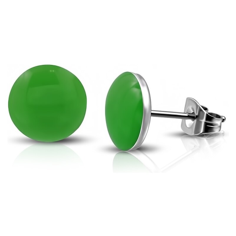 CITY STORM Náušnice z chirurgickej ocele okrúhle - zelené 66853737