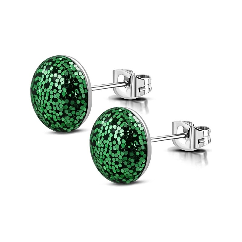 CITY STORM Náušnice z chirurgickej ocele Shimmer - tmavozelené 66853751