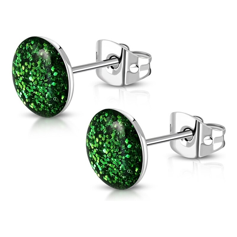 CITY STORM Náušnice z chirurgickej ocele Glitter - zelené 66853720