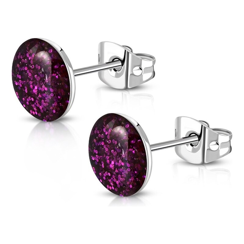 CITY STORM Náušnice z chirurgickej ocele Glitter - ružovo-fialové 66853716