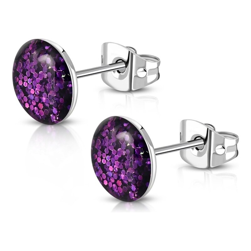 CITY STORM Náušnice z chirurgickej ocele Glitter - fialové 66853713