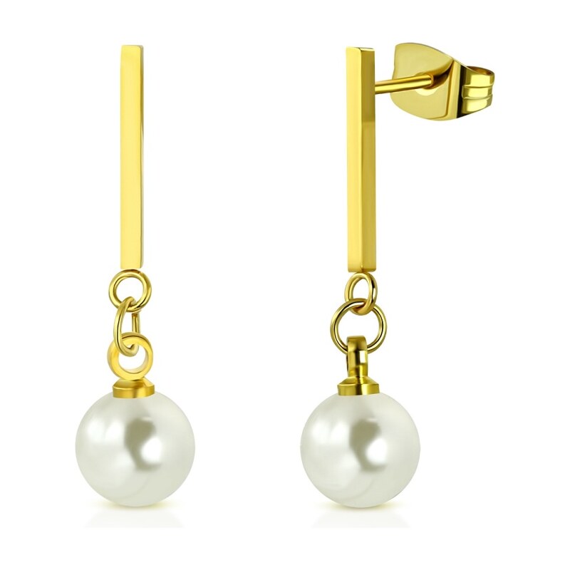 CITY STORM Dámske visiace náušnice v zlatej farbe s perličkou 66853590