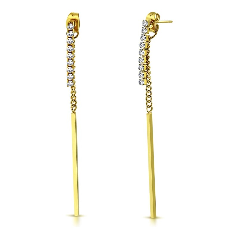 CITY STORM Dámske visiace náušnice v zlatej farbe s čírymi očkami 66853589