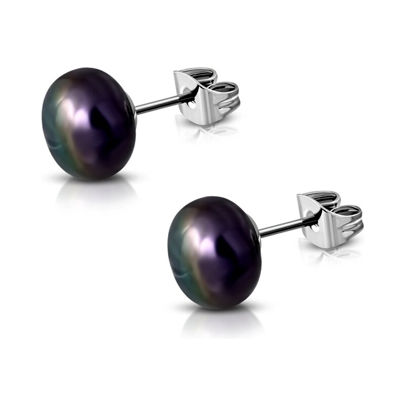 CITY STORM Náušnice s pravou riečnou perlou - fialové 7 mm 66853667
