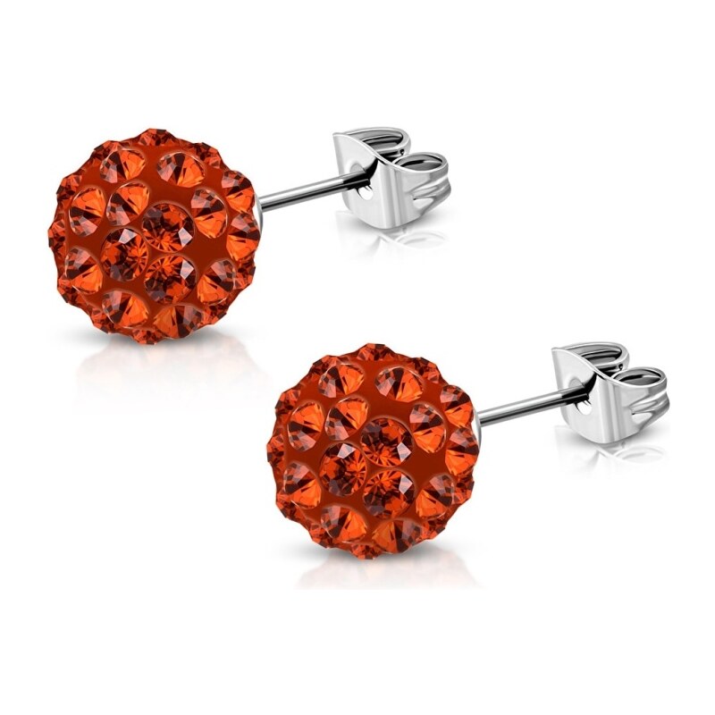 CITY STORM Náušnice Shamballa oranžové - 6 mm 66853673