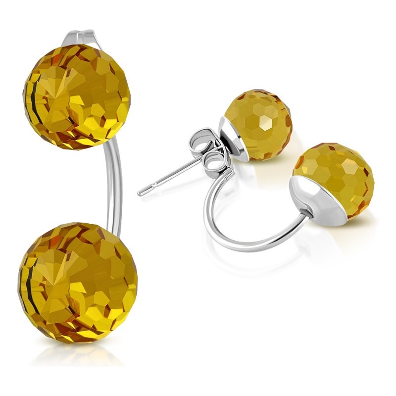 CITY STORM Dvojité náušnice s fazetovým výbrusom - žlté 66853596