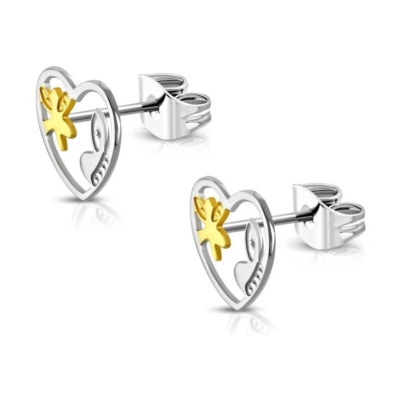 CITY STORM Dámske náušnice srdiečka s motýlikmi 66853549