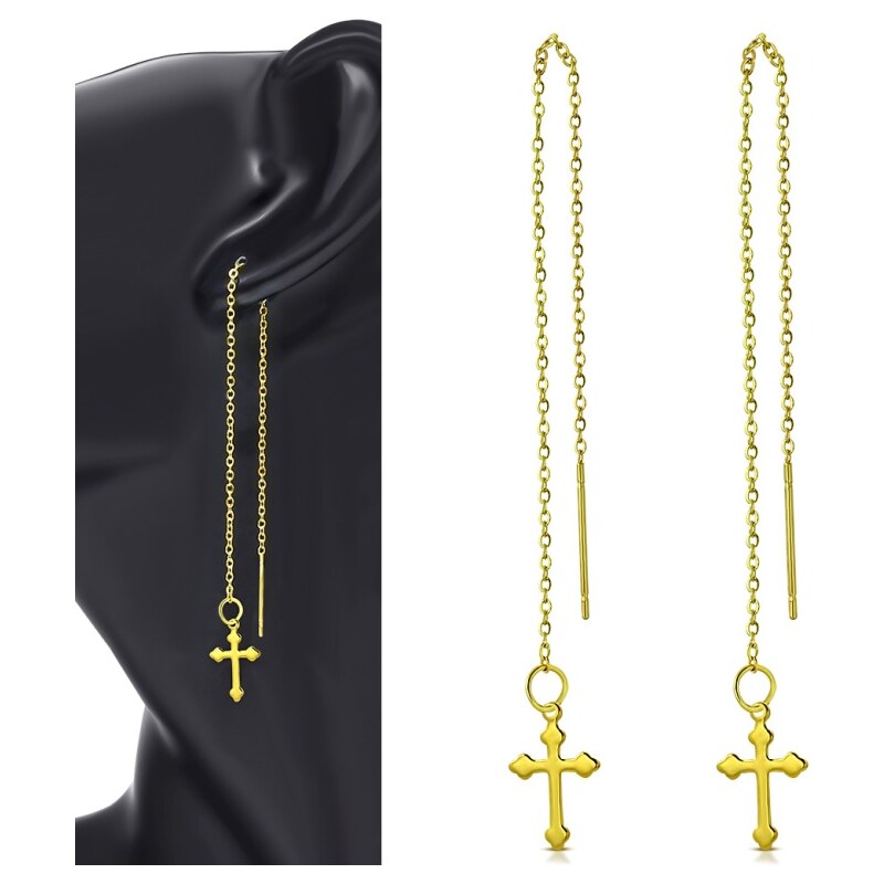 CITY STORM Dámske dlhé náušnice s krížom v zlatej farbe 66853527