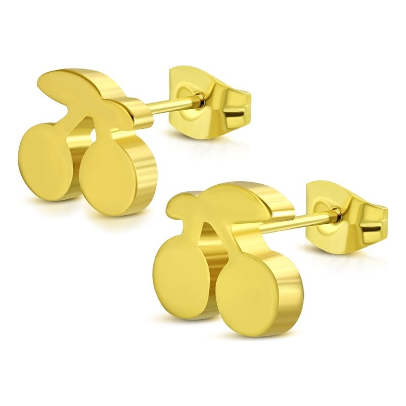 CITY STORM Dámske oceľové náušnice čerešničky v zlatej farbe 66853563