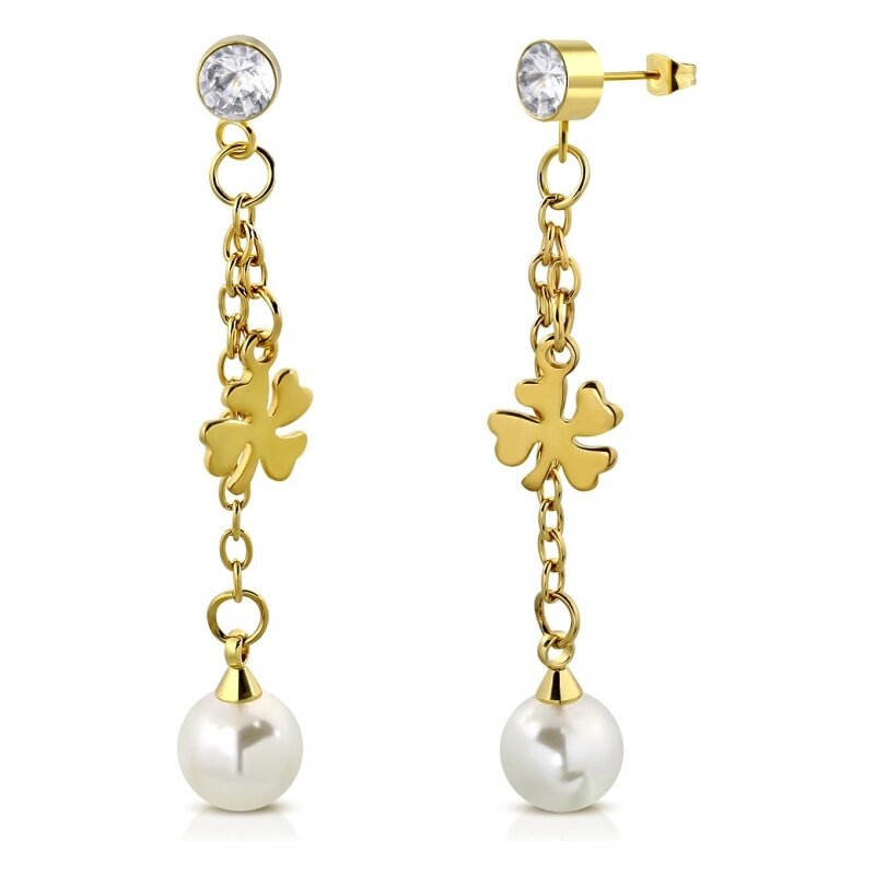 CITY STORM Náušnice visiace z chirurgickej ocele v zlatej farbe Lilith 66853694