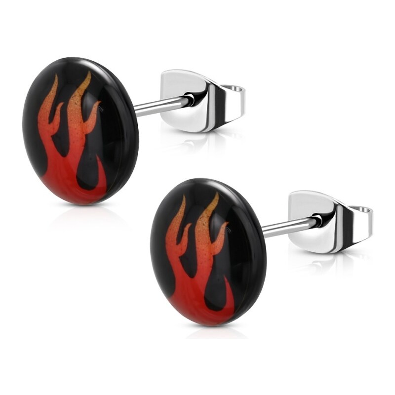 CITY STORM Náušnice oceľové s motívom ohňa Fire 66853636