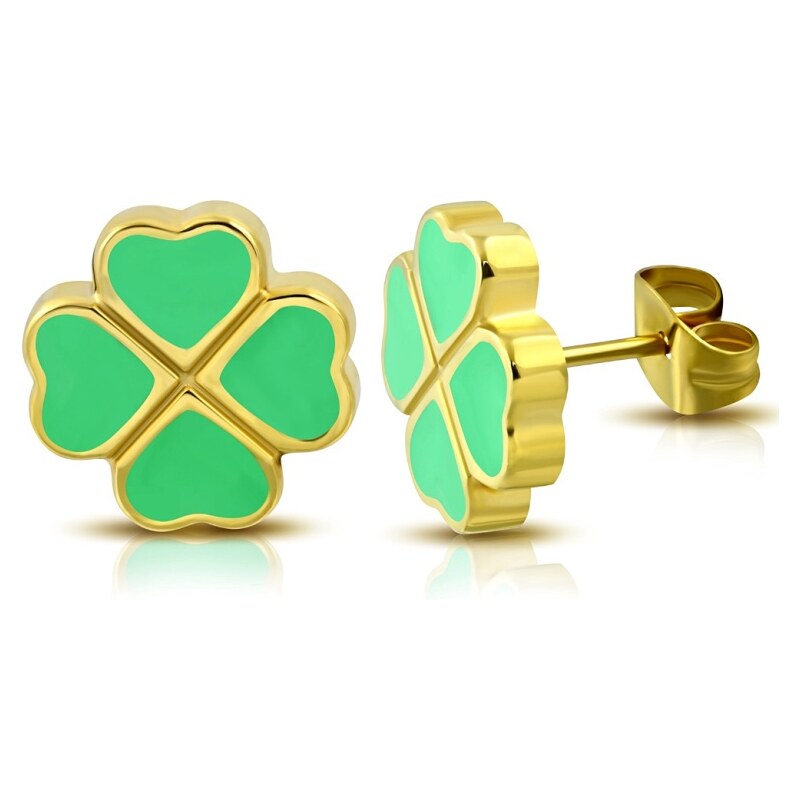 CITY STORM Dámske náušnice z chirurgickej ocele štvorlístok v zlatej 66853558