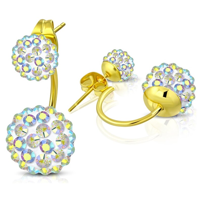 CITY STORM Dvojité náušnice Shamballa zlato-biele s farbeným odleskom 66853599