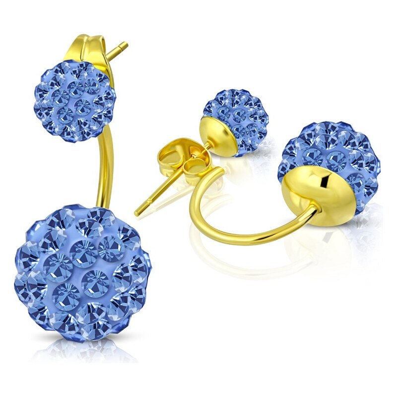 CITY STORM Dvojité náušnice Shamballa zlato-modré 66853600