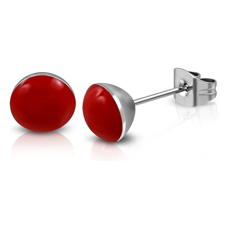 CITY STORM Drobné náušnice z chirurgickej ocele červené - 4 mm 66853593