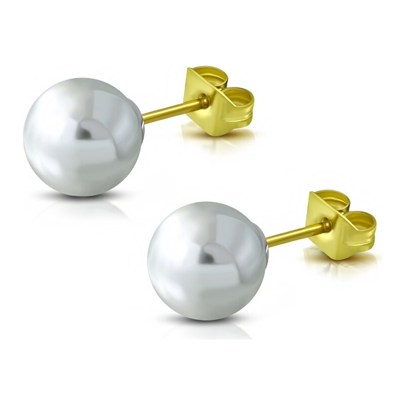 CITY STORM Dámske náušnice perličky v zlatom prevedení z chirurgickej 66853538