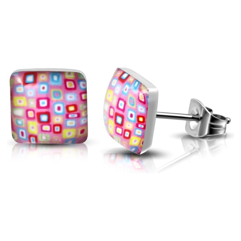 CITY STORM Dámske oceľové náušnice štvorcové v ružovej farbe 66853577