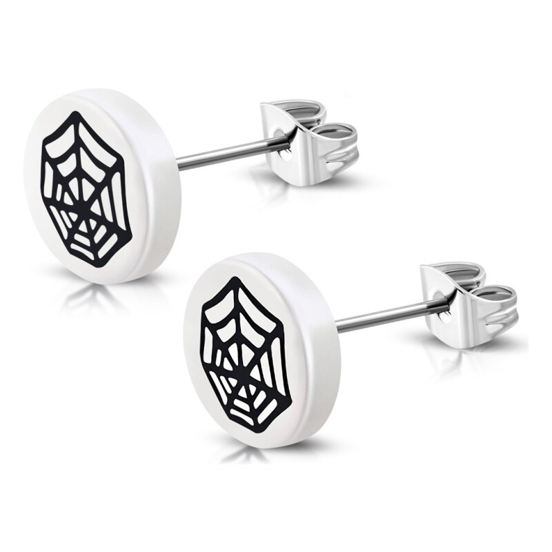 CITY STORM Náušnice z chirurgickej ocele a akrylu biele s pavučinou 66853702