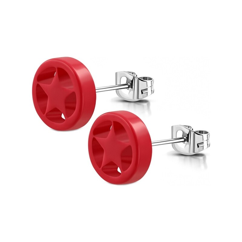 CITY STORM Náušnice hviezdičky z chirurgickej ocele - Red star 66853627