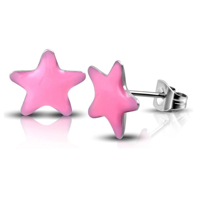 CITY STORM Dámske oceľové náušnice malé hviezdičky - ružové 66853574