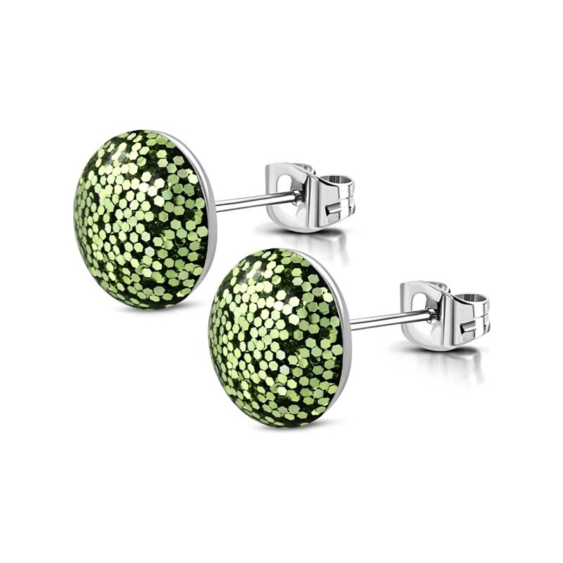 CITY STORM Náušnice z chirurgickej ocele Shimmer - svetlozelené 66853750