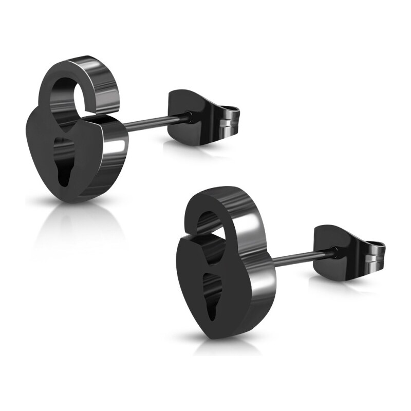 CITY STORM Dámske oceľové náušnice Lock of Love čierne 66853573