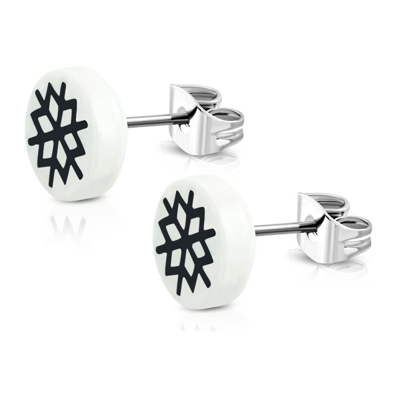 CITY STORM Náušnice z chirurgickej ocele a akrylu biele so snehovou 66853703