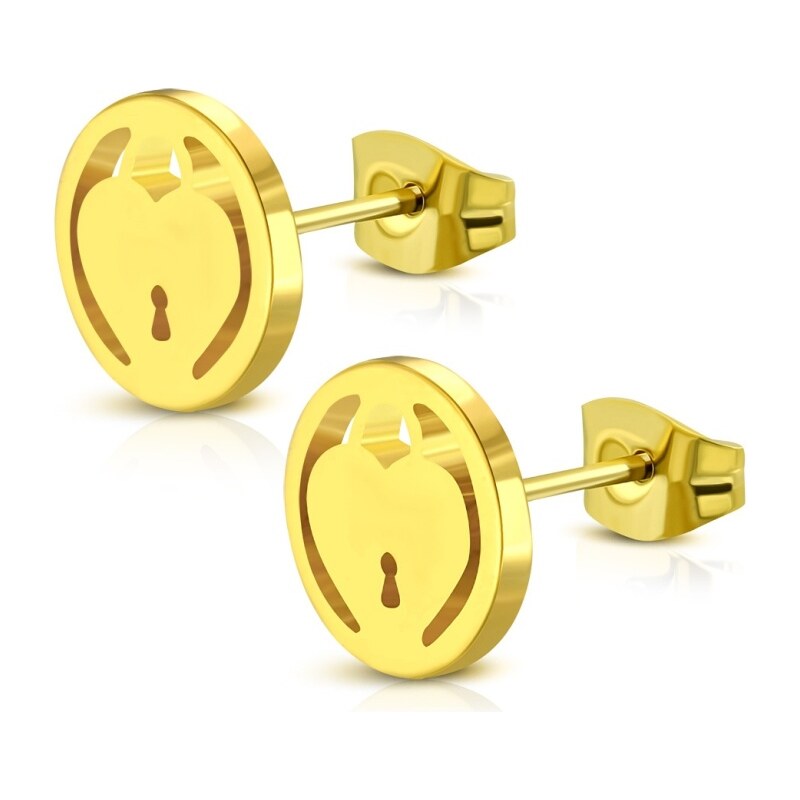 CITY STORM Dámske okrúhle náušnice z ocele v zlatej farbe Lock of Love 66853588