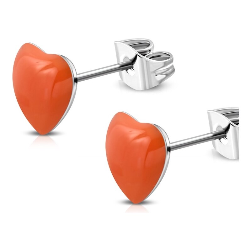 CITY STORM Náušnice srdiečka z ocele - oranžové 66853682