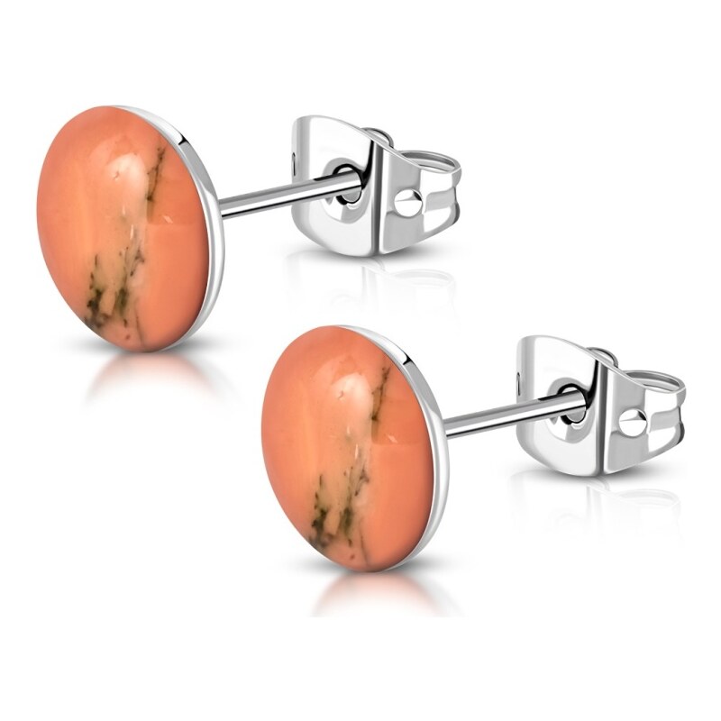 CITY STORM Oceľové náušnice s mramorovým vzorom - oranžové 66853789