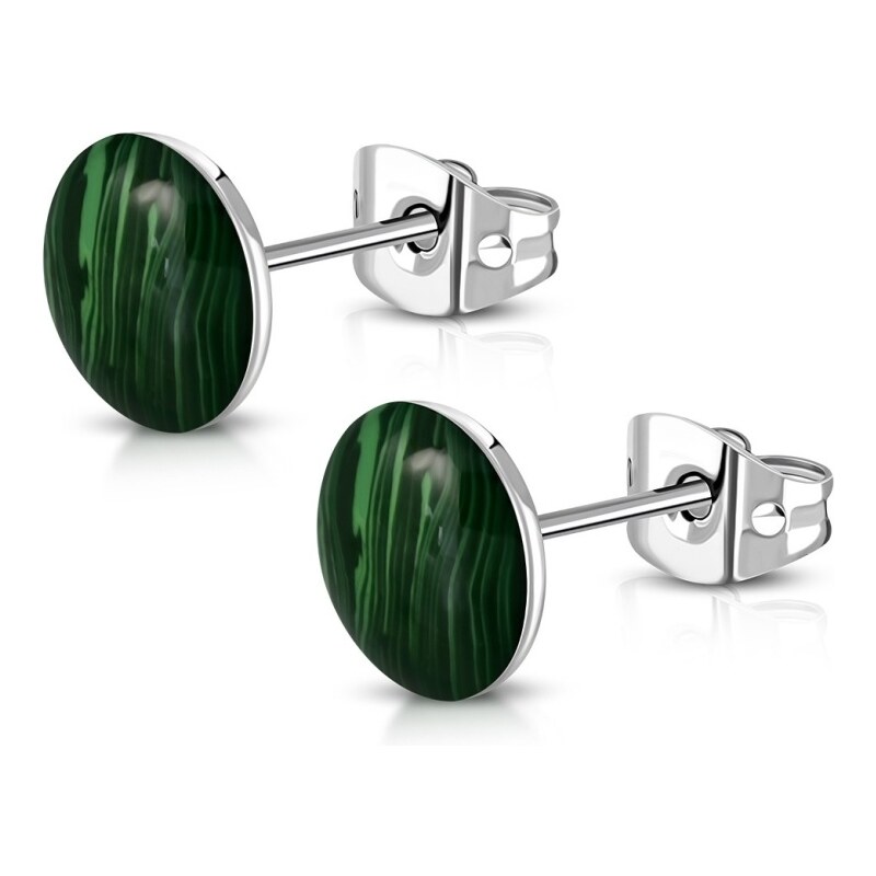 CITY STORM Oceľové náušnice s mramorovým vzorom - zelené 66853790