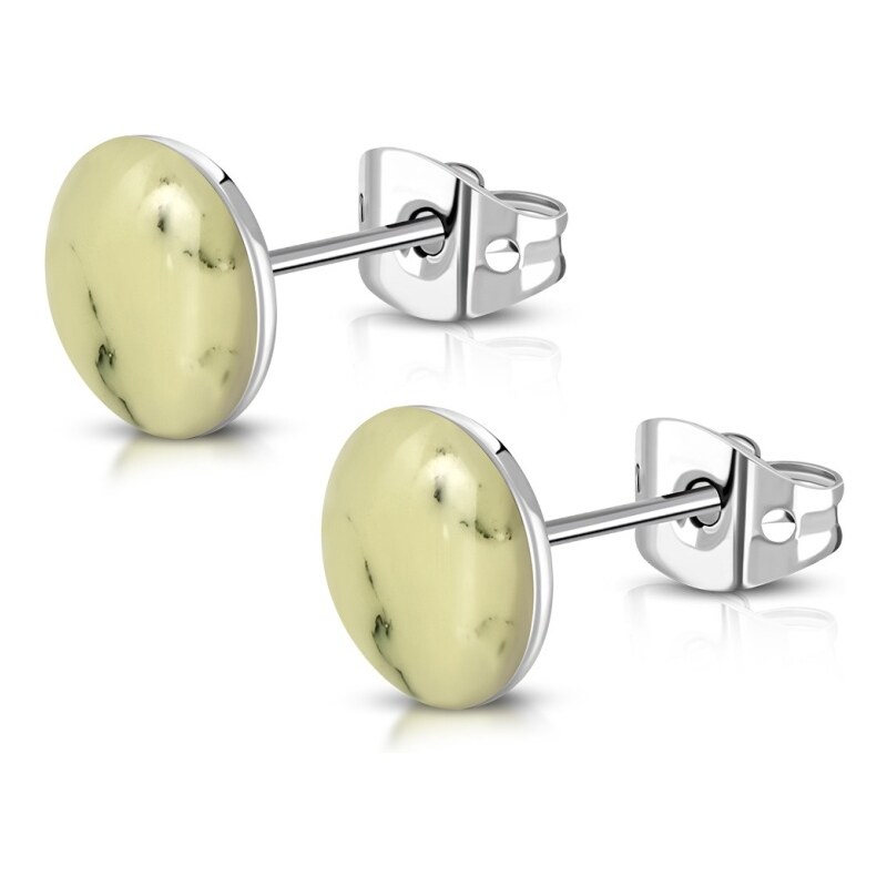 CITY STORM Oceľové náušnice s mramorovým vzorom - krémové 66853788